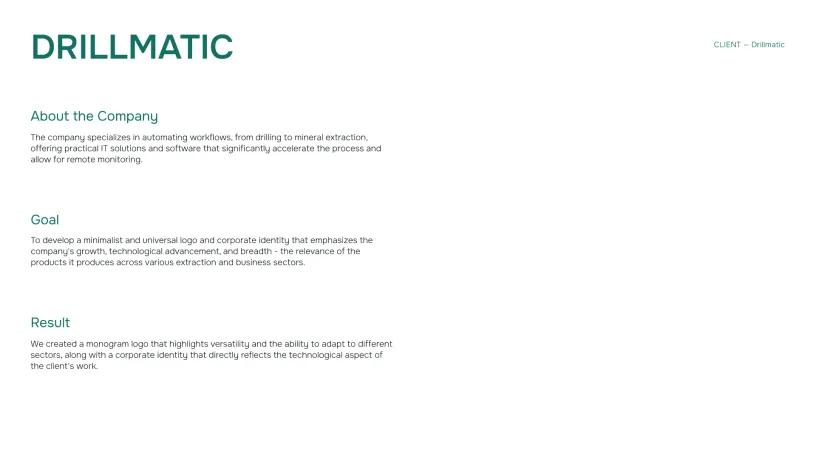 Drillmatic — Brand identity, slide 1